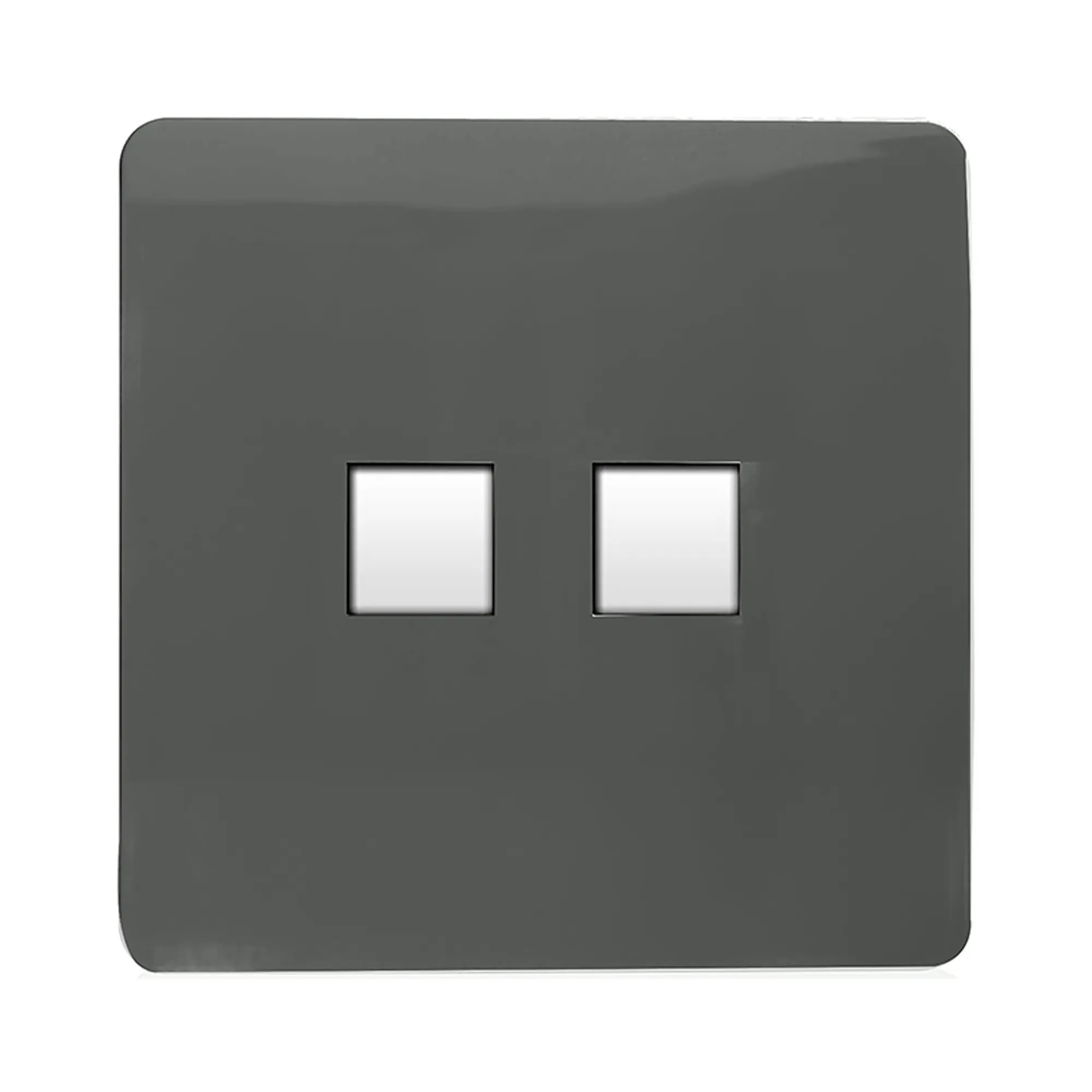 Twin PC Ethernet Cat 5/6 Data Outlet Charcoal